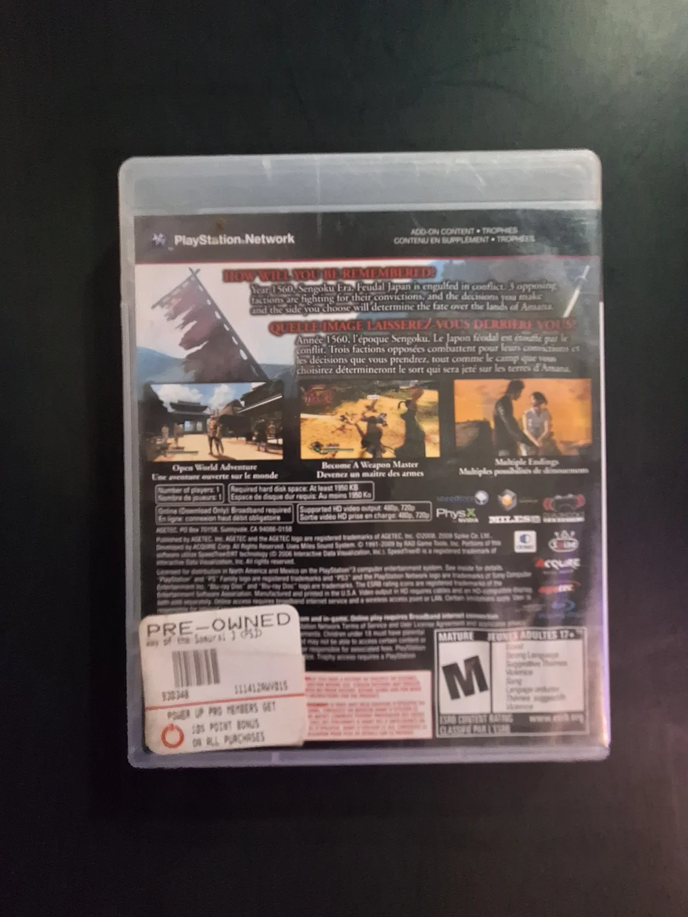 Playstation PS3 - Way of the Samurai 3 With Booklet